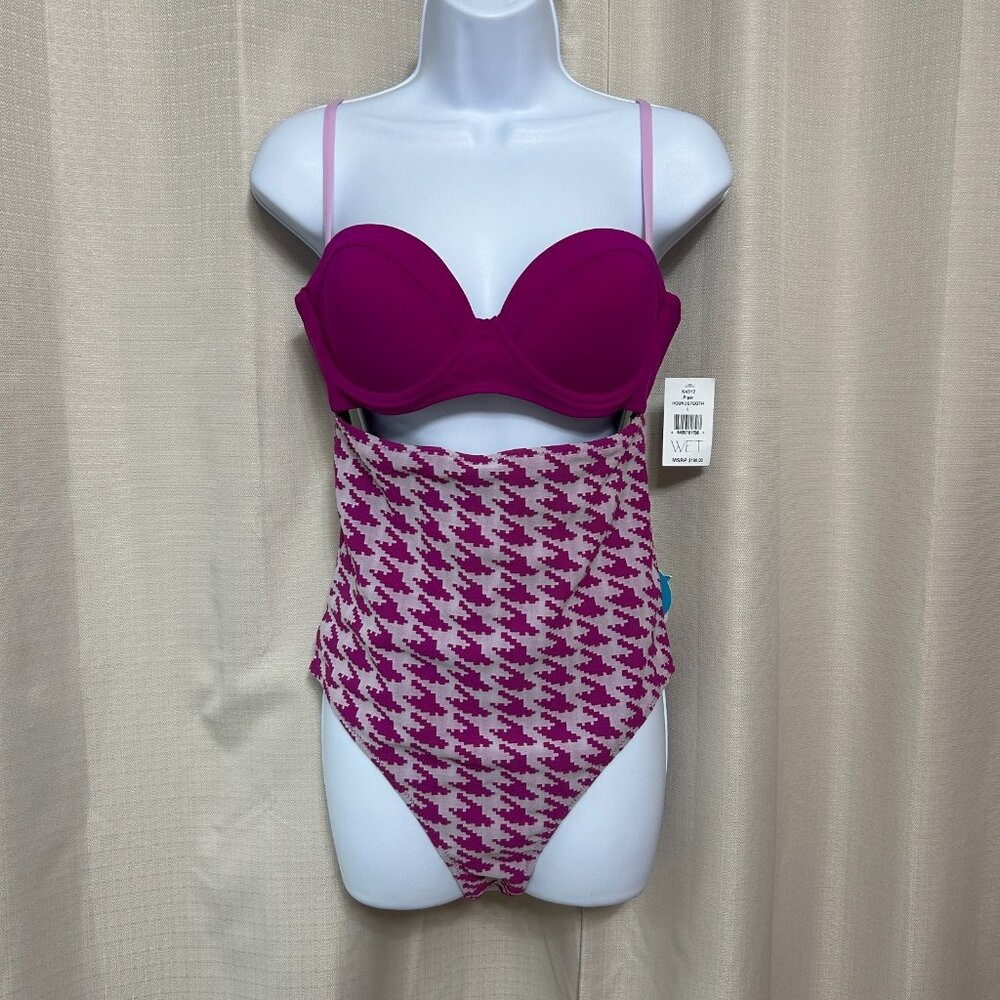 WET Swimwear Piper Houndstooth One Piece Swimsuit Women's Size Large NWT